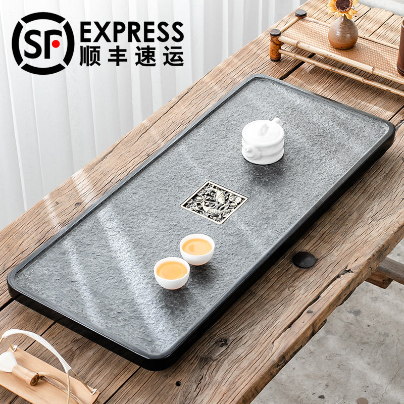 Wu Jinshi tea tray Household simple natural stone tea sea fire whole small tea table Large stone tea tray