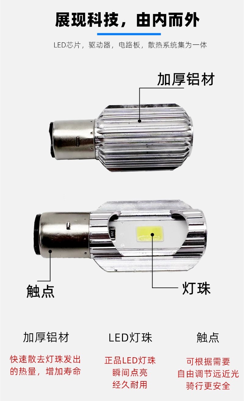 Turtle King Led Super Bright Dual Claw Front Headlight Bulb Spotlight Ghost Fire Motorcycle Xunying Fuxi Electric Vehicle Headlight Accessories