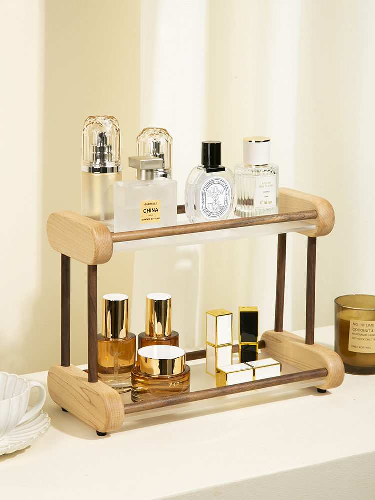 Custom wooden acrylic desktop rack cup cosmetics multi-layer storage rack living room ins wind finishing rack