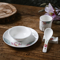 Safflower lotus eat dish mouth dish Hotel table tableware Hotel special restaurant chopsticks set Small soup bowl Commercial