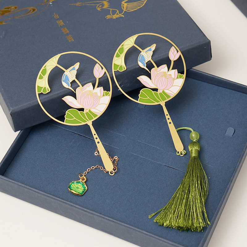 (Lotus Kingfisher) Classical Chinese Style Metal Bookmark Creative Small Fresh Students Customize with Antique Gifts