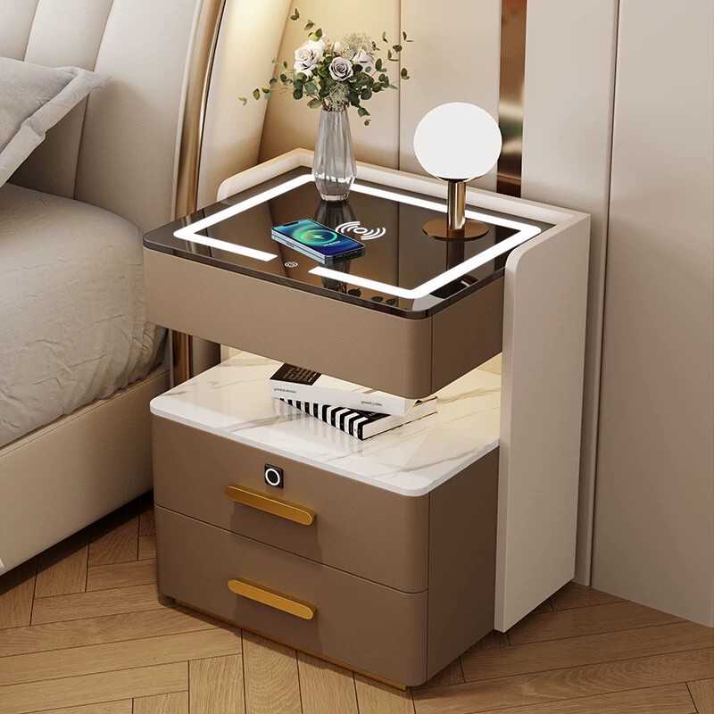 Light Luxury Smart Bedside Table, Simple and Modern, Installation-Free, Home Bedroom Charging, Multi-Functional Solid Wood Storage Bedside Table Light Luxury Smart Bedside Table, Simple and Modern, Installation-Free, Home Bedroom Charging, Multi-Functional Solid Wood Storage Bedside Table
