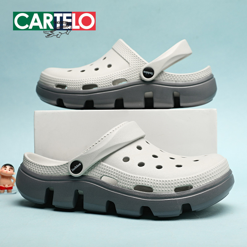 Cardile Crocodile Hole Shoes Men's Summer Non-Slip Dual-Purpose Slippers Casual Driving Closed-Toe Beach Sandals