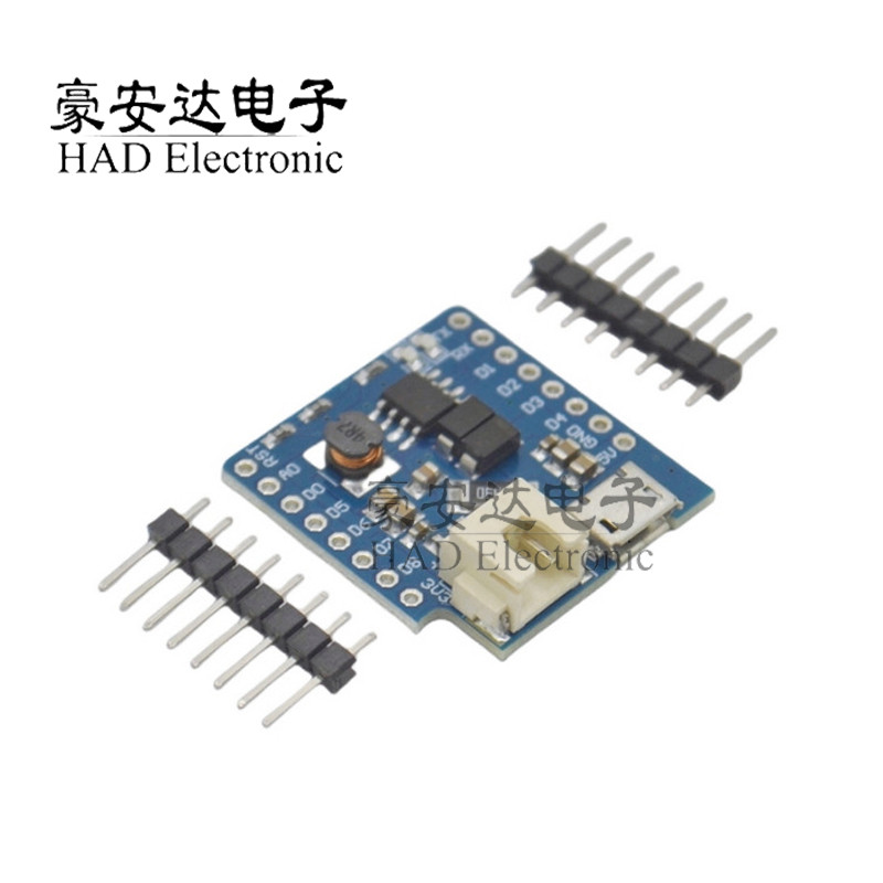 D1 mini Battery Shield迷你单节锂电池充电和电池升压屏蔽