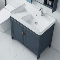 Ceramic laundry basin one-piece basin floor bathroom cabinet wash basin wash basin with washboard sink balcony wash closet