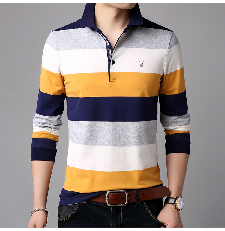 Mùa xuân và mùa thu Playboy Mới cho nam Áo thun dài tay Áo thun cotton Cổ áo Thời trang Hàn Quốc giản dị áo thun nam hàng hiệu