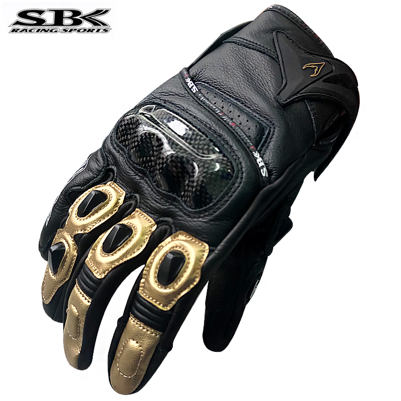 SBK Locomotive Gloves Men's Summer Breathable Anti-Fall Locomotive Riding Gloves Carbon Fiber Racing Bull Leather Touch Screen All Season