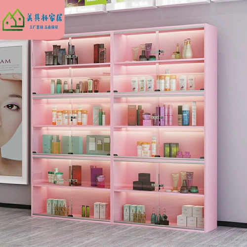 Дисплей продукта шкаф супермаркет на полке ремня косметики витрины стеклянная дверь красавица.
