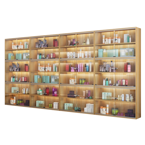 Дисплей продукта шкаф супермаркет на полке ремня косметики витрины стеклянная дверь красавица.