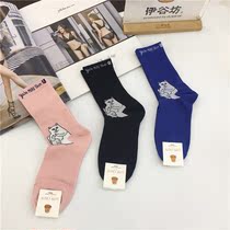 Yigufang counter 2019 autumn and winter new female cotton cute kitten long tube comfortable perspiration breathable socks