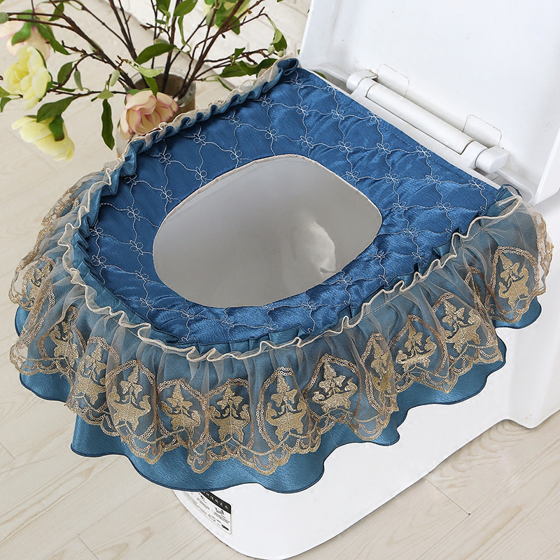 toilet cover seat cushion European style lace toilet collar seat poo cover U type toilet universal cushion pull chain type sleeve