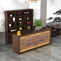 Hotel cashier counter Hotel farmhouse front desk reception desk Chinese retro hot pot restaurant bar wine cabinet combination
