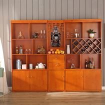 Solid Wood commercial wine cabinet display cabinet restaurant showcase paint shelf back cabinet Cabinet wine rack customization