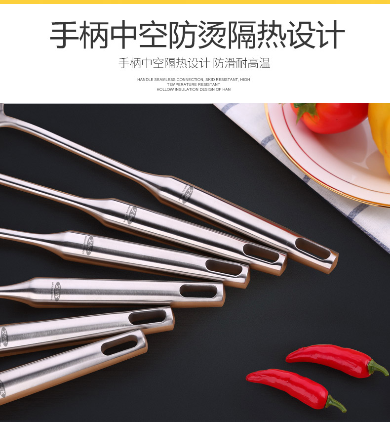 Bếp Aikalong inox 304 muỗng canh tay cầm dài dụng cụ nhà bếp cháo thìa cháo thìa nấu lẩu đồ gia dụng nhà bếp
