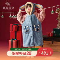 Childrens robe girl winter thickness coral velvet flannel pajamas cartoon cute babys home dress