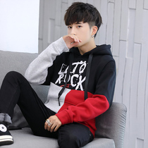 Youth autumn and winter long sleeve T-shirt men plus velvet padded warm clothes junior high school student shirt tide