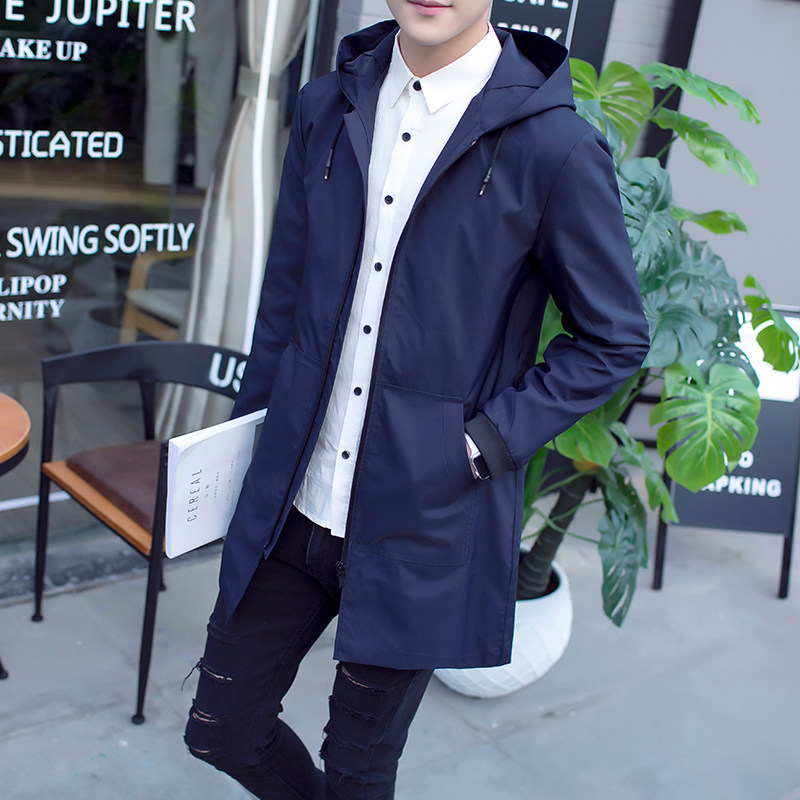 Spring and autumn season jacket men's Korean version of trends in the long version of the wind clothes men's 2022 new teenagers majoring in handsome gas jackets