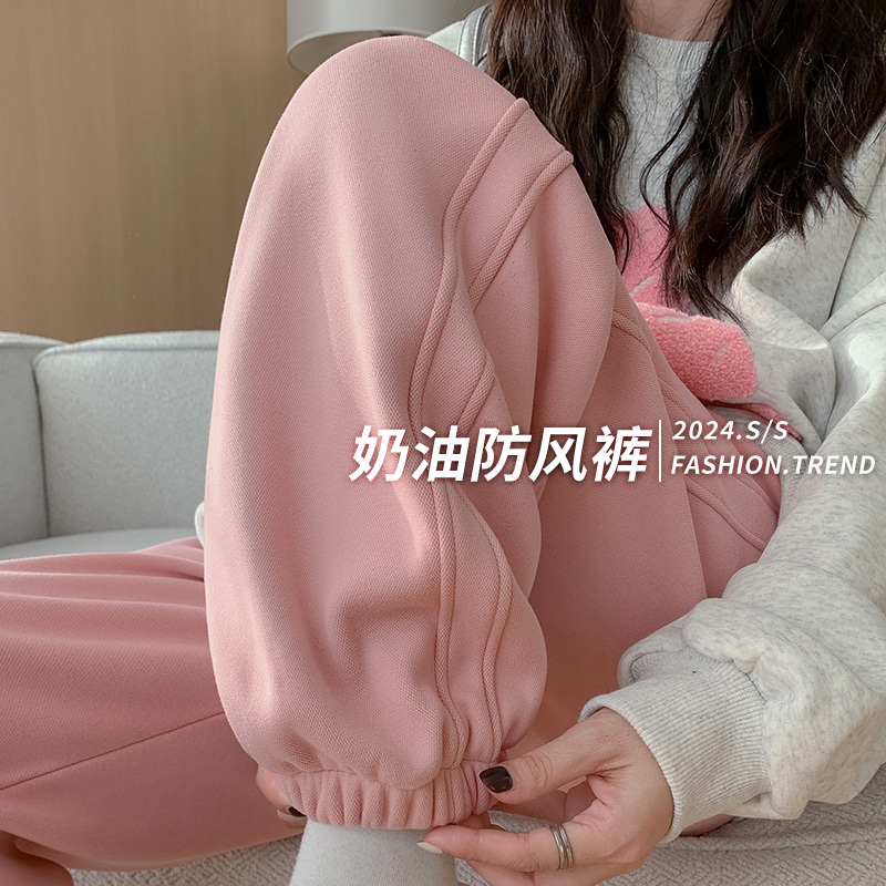 Pink Sweatpants for Women, Autumn Windproof Pants, 2026 New Style, Petite Loose Casual Autumn and Winter Fleece-Lined Thickened Sweatpants Pink Sweatpants for Women, Autumn Windproof Pants, 2026 New Style, Petite Loose Casual Autumn and Winter Fleece-Lined Thickened Sweatpants