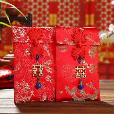 Married xi zi creative 10,000 yuan red envelope li shi feng wedding wedding supplies tens of thousands of yuan to reword your statement fabric red envelopes