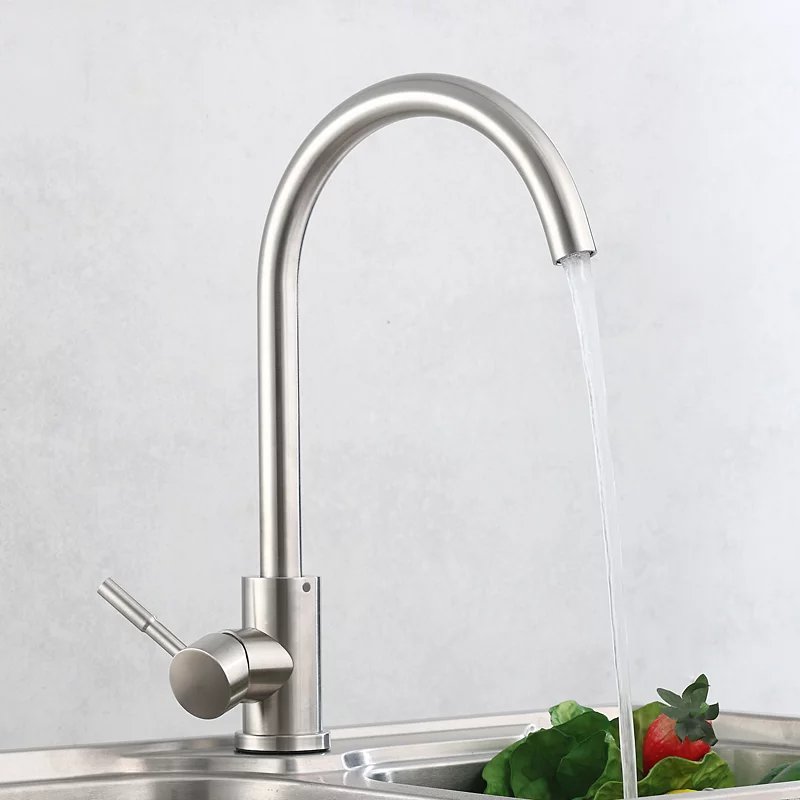 Kitchen faucet Single cold wash basin rotating laundry sink universal 304 stainless steel kitchen faucet hot and cold