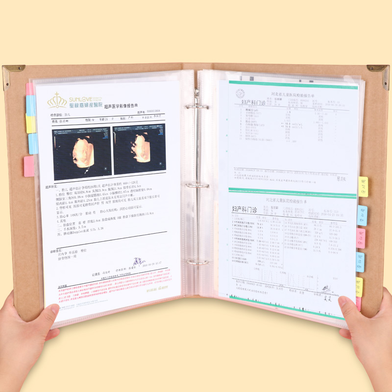 Maternity inspection data storage bag Pregnant pregnancy inspection data storage bag Case document bag Pregnancy b ULTRASOUND examination report single file bag Medical record This document folder Portable multi-function loose-leaf collection book