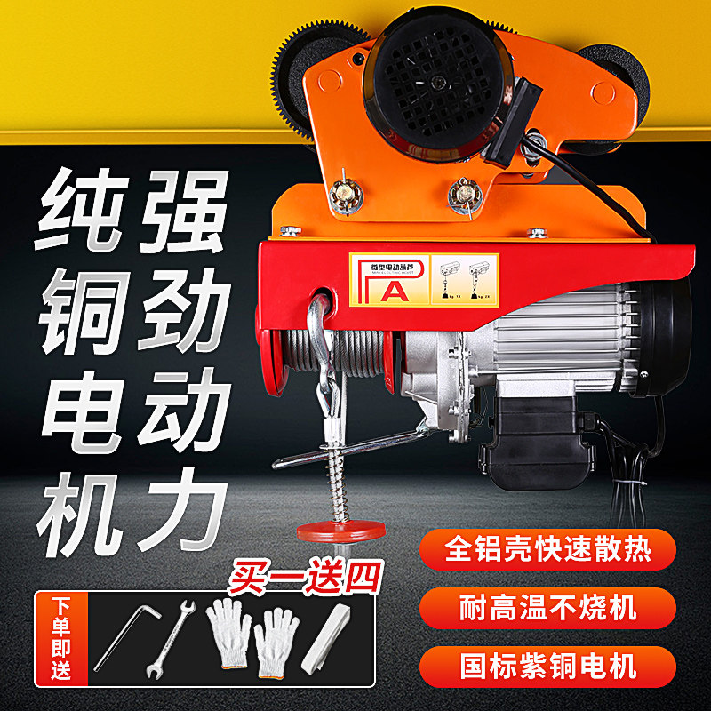 Miniature electric crane 220V Lieven body small hanger with sports car Home mobile travel hang hoist lifting crane