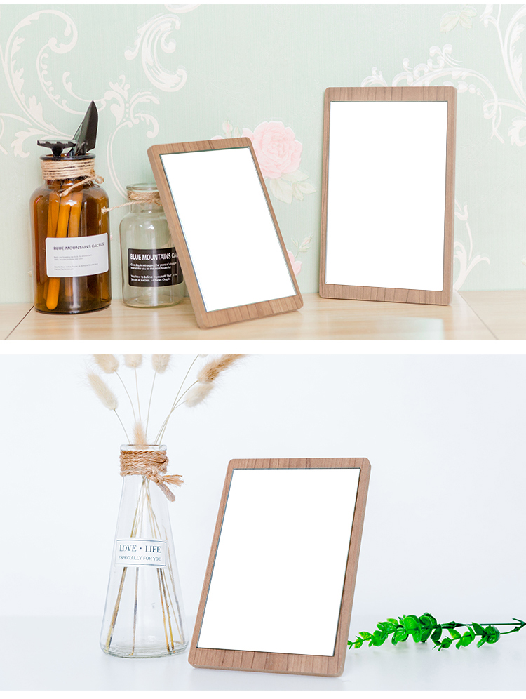 Gương bàn đơn giản gương trang điểm gương gỗ khung máy tính để bàn gương vanity gương đẹp HD ký túc xá máy tính để bàn vuông gương - Gương gương trang điểm có đèn