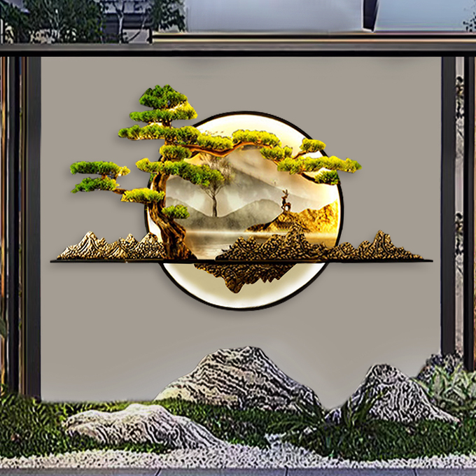 Outdoor Wall Lamp Waterproof Solar Villa Courtyard Lamp Outdoor Exterior Wall Background Shadow Wall New Chinese Style Landscape Wall Lamp