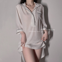 RESISTU Sex and the City Sexy Boyfriend Wind Shirt V-neck 2021 Summer New Thin Sleepy Dress Women