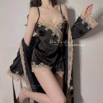 RESISTU French famous lace sexy lace hanging a nightdress lady with a dressing gown three pieces of summer