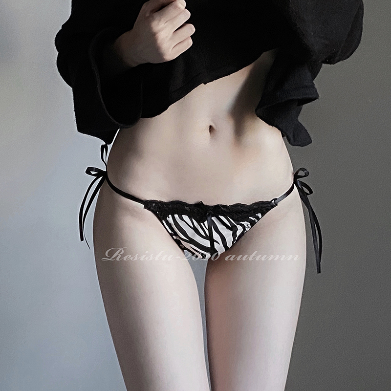 RESISTU Night of desire Sexy European and American Zebra strap lace-up low waist briefs thong Thong