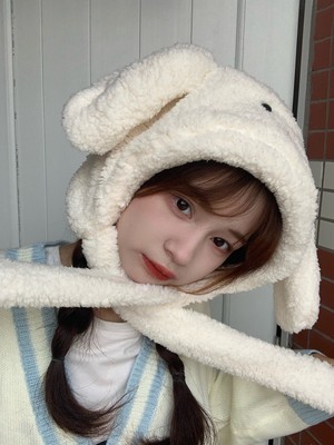 taobao agent Demi-season warm plush cute soft rabbit, windproof scarf, with little bears