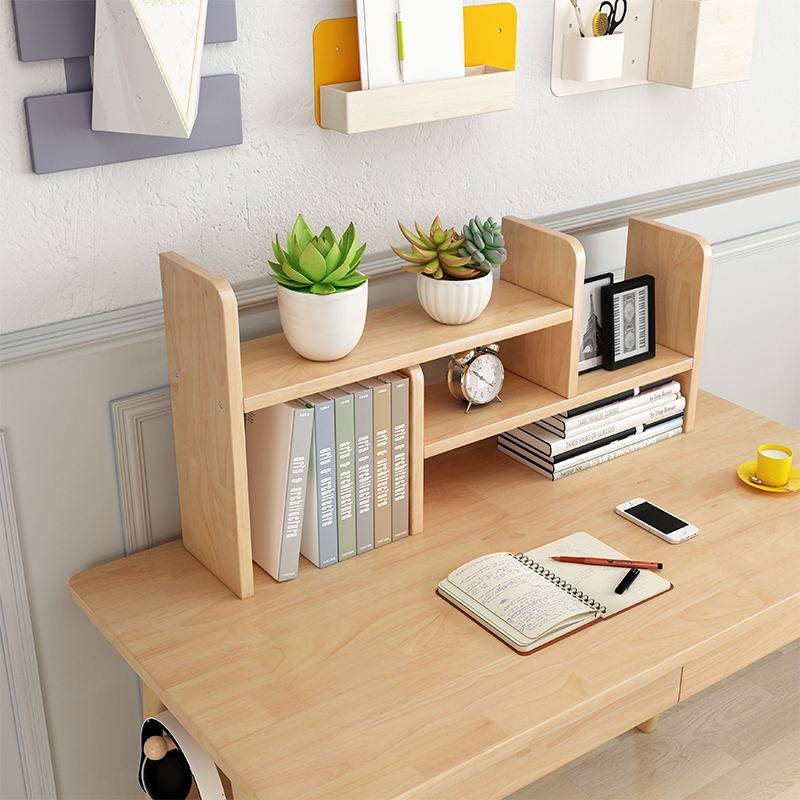 All solid wood simple modern home desktop bookshelf storage rack