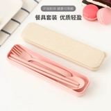 Креативные милые палочки для еды, вилка для школьников, портативная посуда, комплект, переносная ложка, система хранения, в корейском стиле, 3 предмета