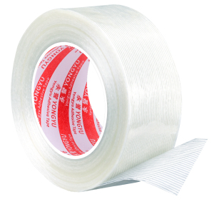 条纹纤维胶带 高粘透明玻璃纤维胶布