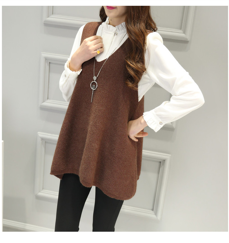 Mùa thu mới của phụ nữ Hàn Quốc V-cổ áo len bat vest vest rộng kích thước áo len dài áo khoác ao khoac len