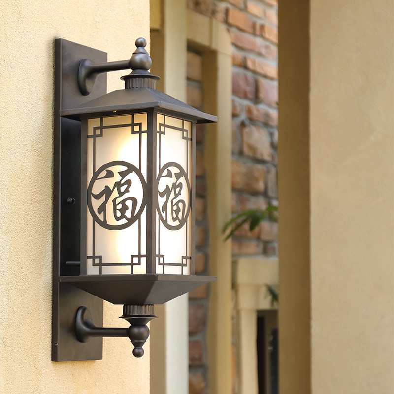 New Chinese style solar wall light outdoor wall gate light outdoor garden villa courtyard waterproof corridor balcony light