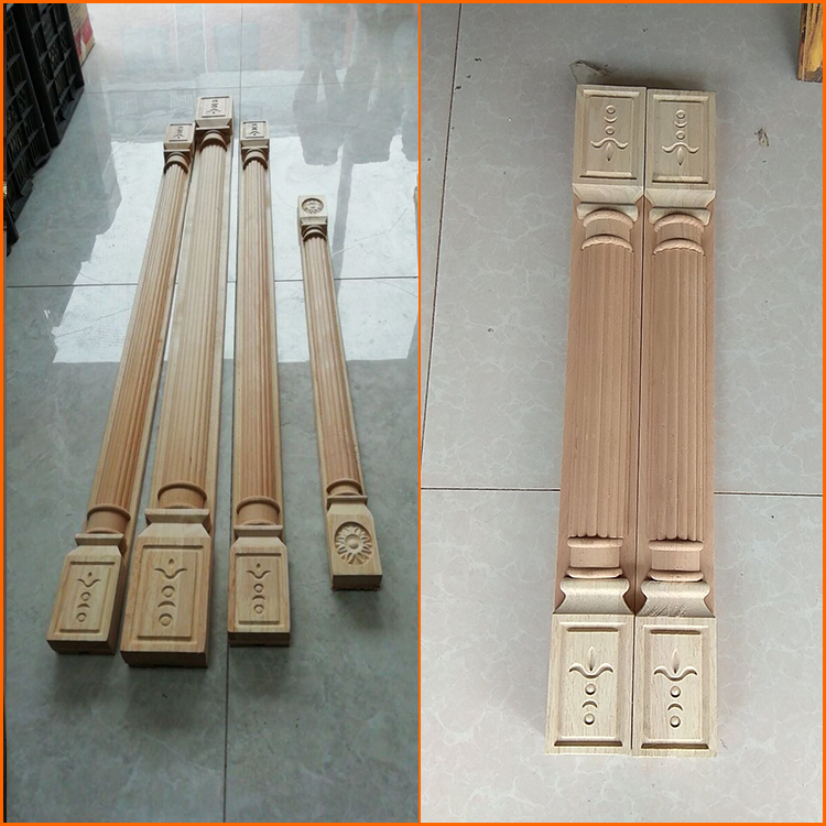 Custom Roman column European Roman solid wood column Decorative column Cabinet edge line Semicircular log decorative column