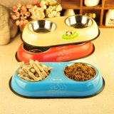 Домашняя сталь из нержавеющей стали двойная чаша с собачьими кошками и кошками двойные чаши, чтобы разделить пищевую анти -кишечную миску плюшевые золотые волосы собака Yingshuangpan Rice Bowl