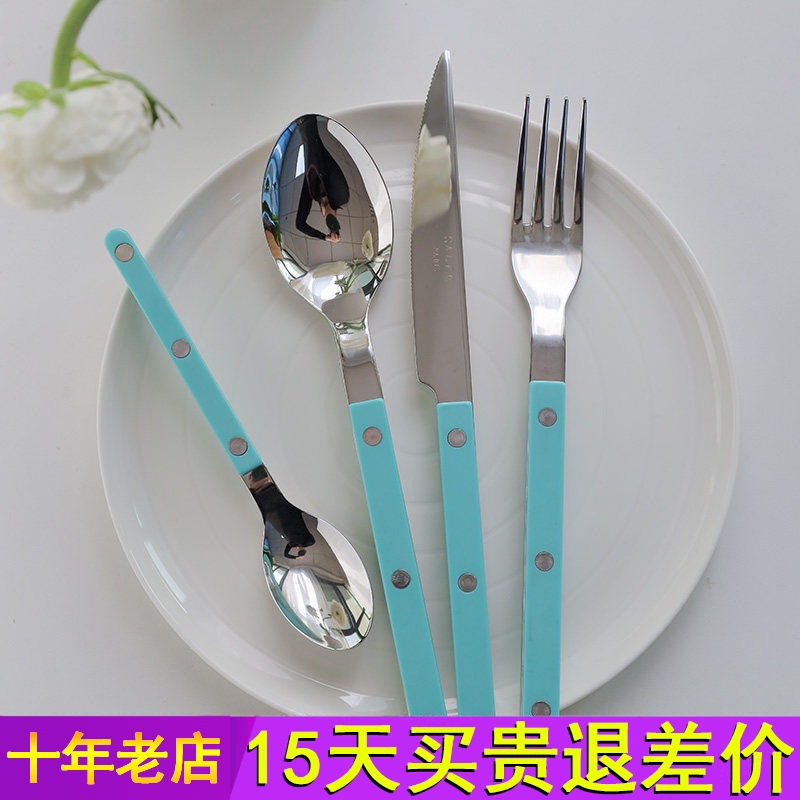 French Sabre Paris Tiffany Blue Household Steak Knife and Fork Ins-Style Western Tableware Knife, Fork, and Spoon Three-Piece Set