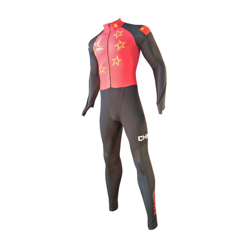 Five-star red wear-resistant non-hairy long-sleeved long pants anti-cut short track speed skating suit skating competition team uniform customization
