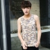 Ngụy trang vest thể dục nam thể thao vest vai mỏng thủy triều thanh niên mùa hè không tay in áo cotton chạm đáy áo - Áo vest cotton áo khoác vest nam mỏng Áo vest cotton