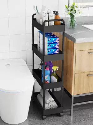 Powder room, slot rack, floor-to-ceiling toilet wash table, storage cabinet, bathroom toilet, narrow gap storage layer shelf
