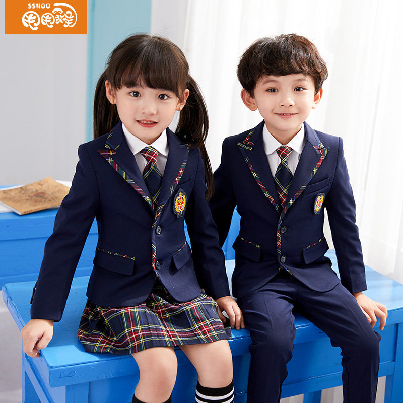Kindergarten garden clothes, primary school uniforms, spring and Autumn clothes, children's British style suit suits, female Korean version of class clothes, college style
