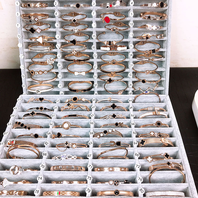 JLAISH / 金 诗 Ngày Valentine chụp hình trực tiếp Vòng đeo tay bằng vàng hồng bằng thép Titan - Vòng đeo tay Cuff vòng tay pandora