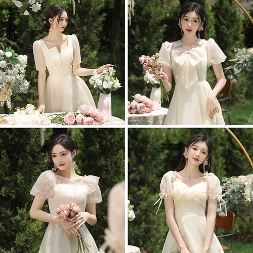 Летнее платье подружки невесты, небольшое вечернее платье, цвета шампанского