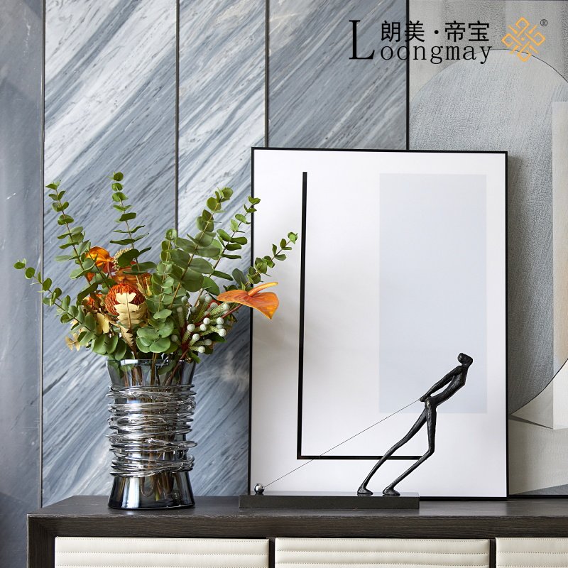 Light luxury vase decoration Nordic simple modern glass vase living room creative home decoration dried flower flower arrangement flower device