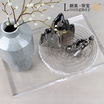 Modern light luxury home model room living room Nordic soft decorations craft ornaments New Glass Mountain three-piece set