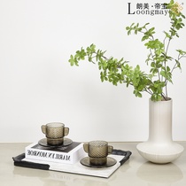 Light luxury coffee cup tray ornaments modern simple designer creative dining table glass cup flower decoration