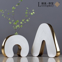 Modern creative Vase ornaments model room living room dining room soft handicraft jewelry simple ceramic flower arrangement